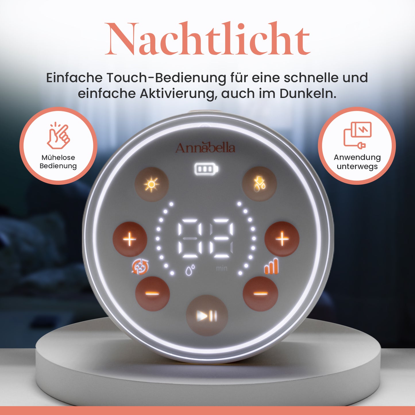 Tire-lait électrique simple Annabella - Portable, silencieux, avec technologie révolutionnaire de simulation de la langue